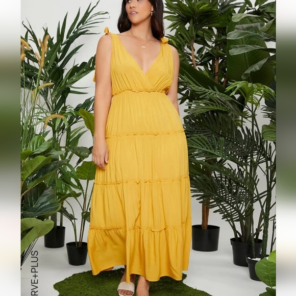 Dresses & Skirts - 1X Boho Mustard Yellow Maxi Sundress